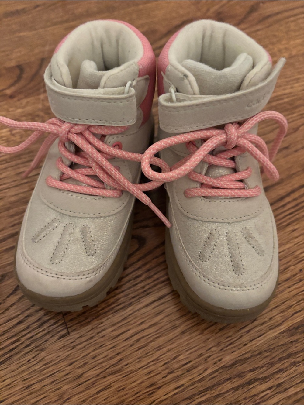 Carters Toddler Pink and Cream Lace-Up Winter Boots - Size 9